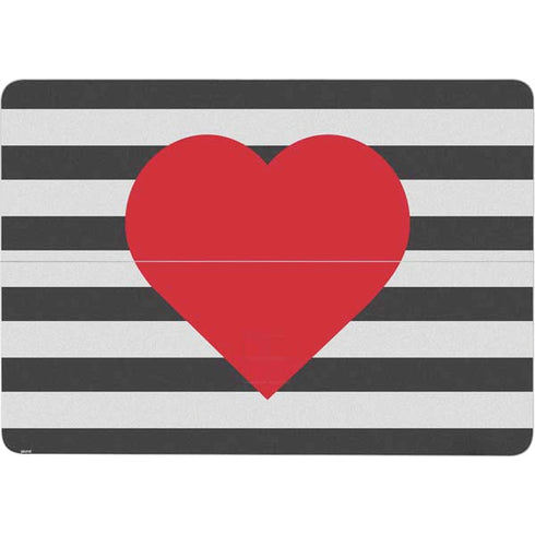 Black And White Striped Heart Surface Laptop Studio Skin